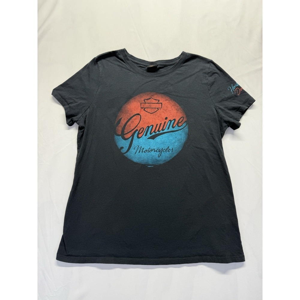 Harley Davidson Genuine Motorcycle Women's Tshirt M Black Blue Red Hawkeye Tee